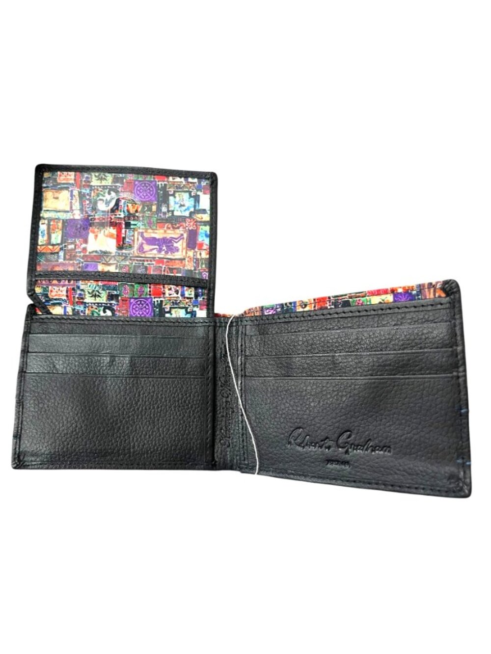 Robert Graham Black Leather Bifold Wallet With Multicolor Interior Design - Picture 3 of 8
